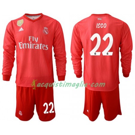 Divisa di Calcio Real Madrid Isco 22 Bambino Terza 2018/2019 Manica Lunga